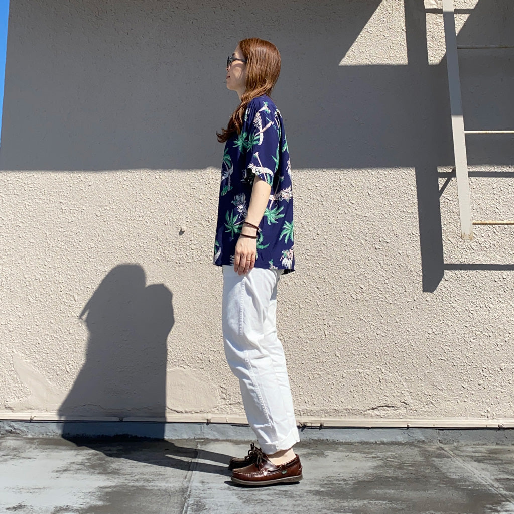 DUKE KAHANAMOKU『S/S RAYON HAWAIIAN SHIRT-DERBY』(NAVY)