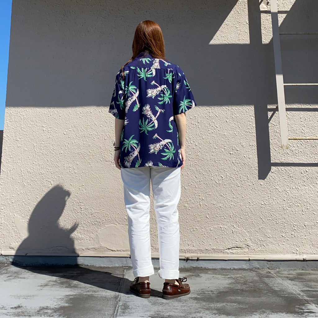 DUKE KAHANAMOKU『S/S RAYON HAWAIIAN SHIRT-DERBY』(NAVY)