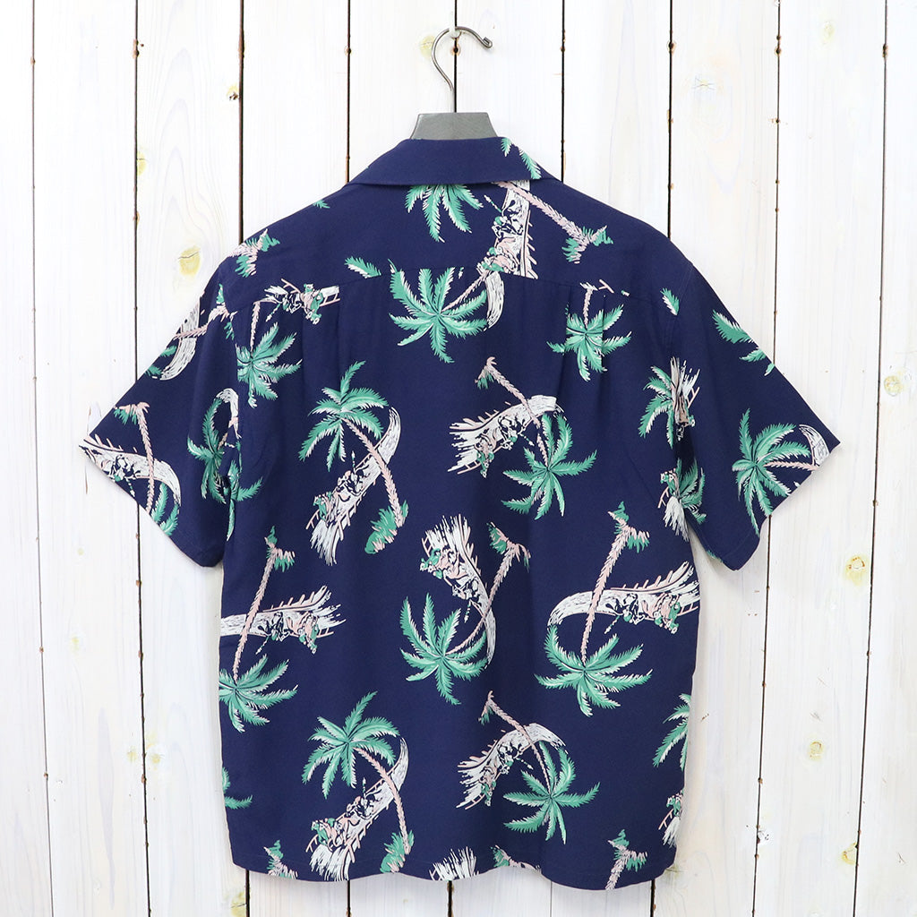DUKE KAHANAMOKU『S/S RAYON HAWAIIAN SHIRT-DERBY』(NAVY)