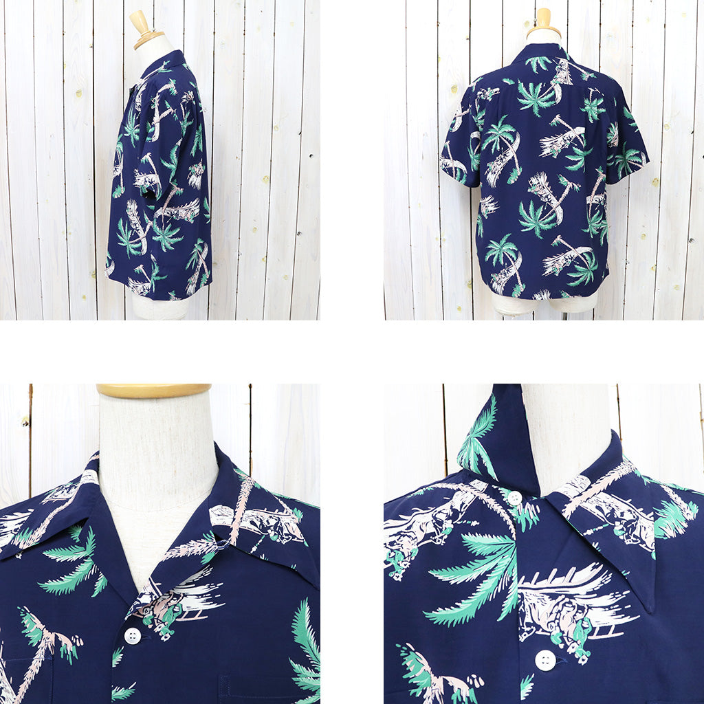 DUKE KAHANAMOKU『S/S RAYON HAWAIIAN SHIRT-DERBY』(NAVY)