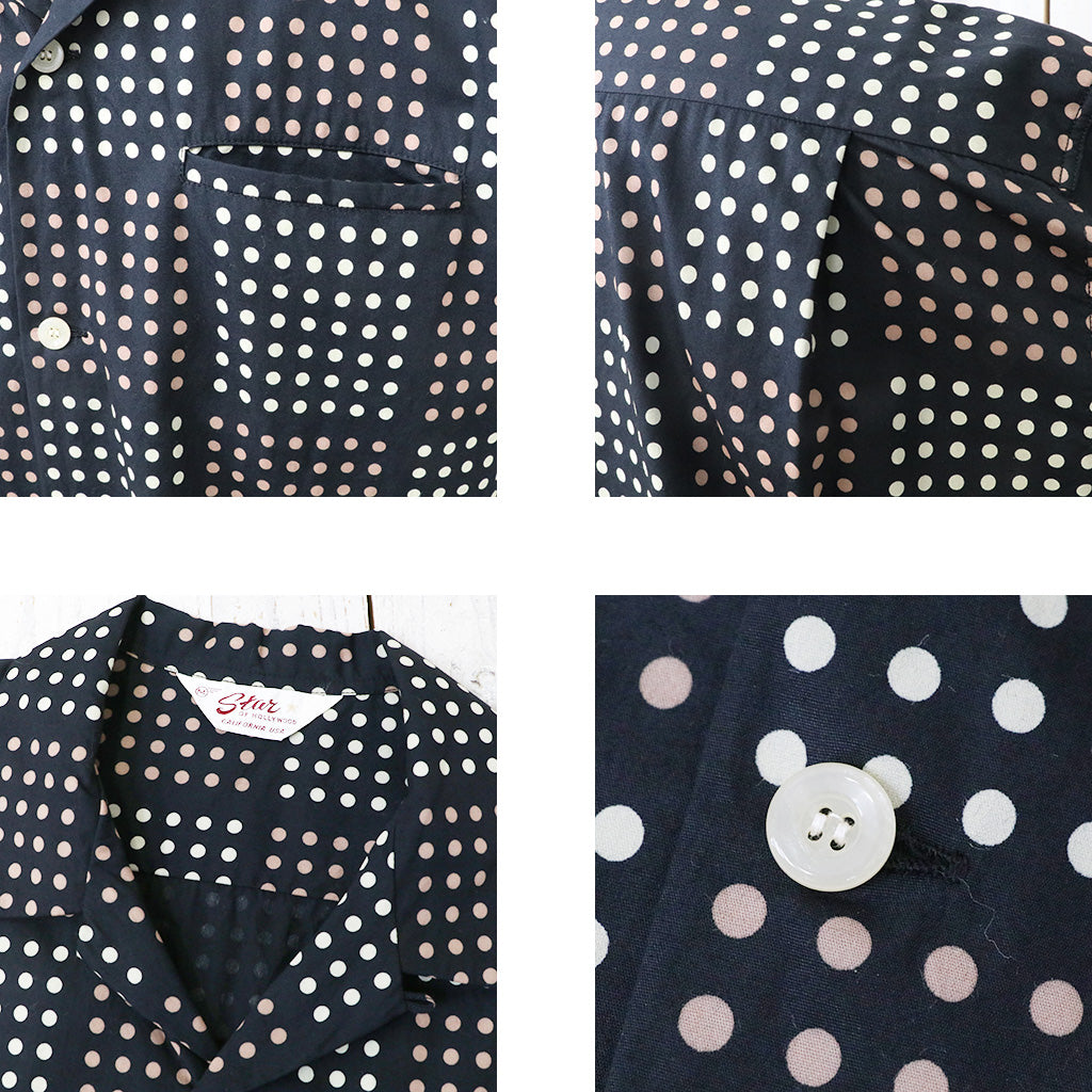 STAR OF HOLLYWOOD『TYPEWRITER COTTON S/S OPEN SHIRT -POLKA DOT』(BLACK)