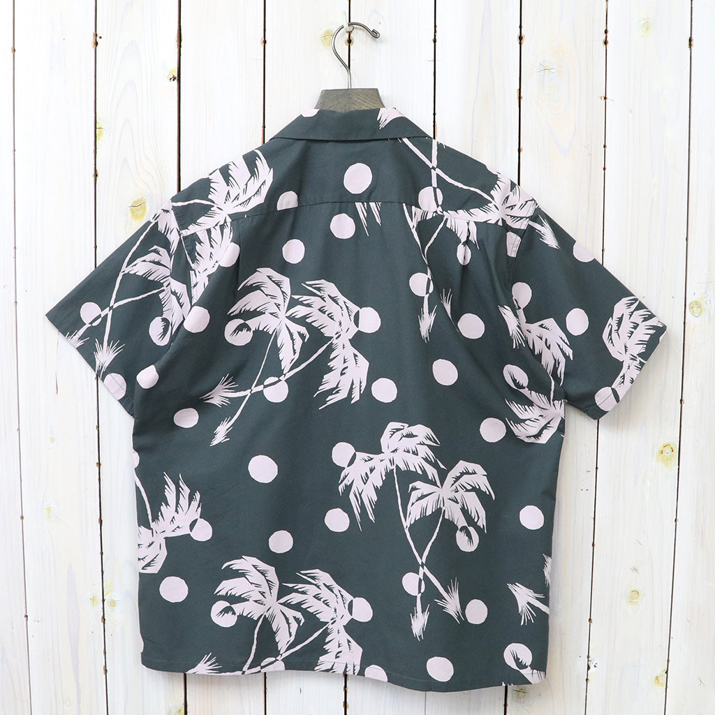 DUKE KAHANAMOKU『S/S COTTON HAWAIIAN SHIRT -MOONLIGHT PALMTREE』(BLACK)