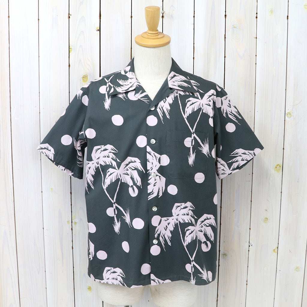 DUKE KAHANAMOKU『S/S COTTON HAWAIIAN SHIRT -MOONLIGHT PALMTREE』(BLACK)