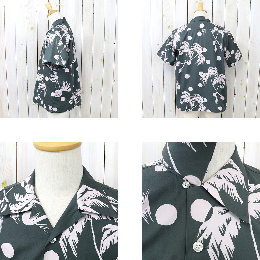 DUKE KAHANAMOKU『S/S COTTON HAWAIIAN SHIRT -MOONLIGHT PALMTREE』(BLACK)