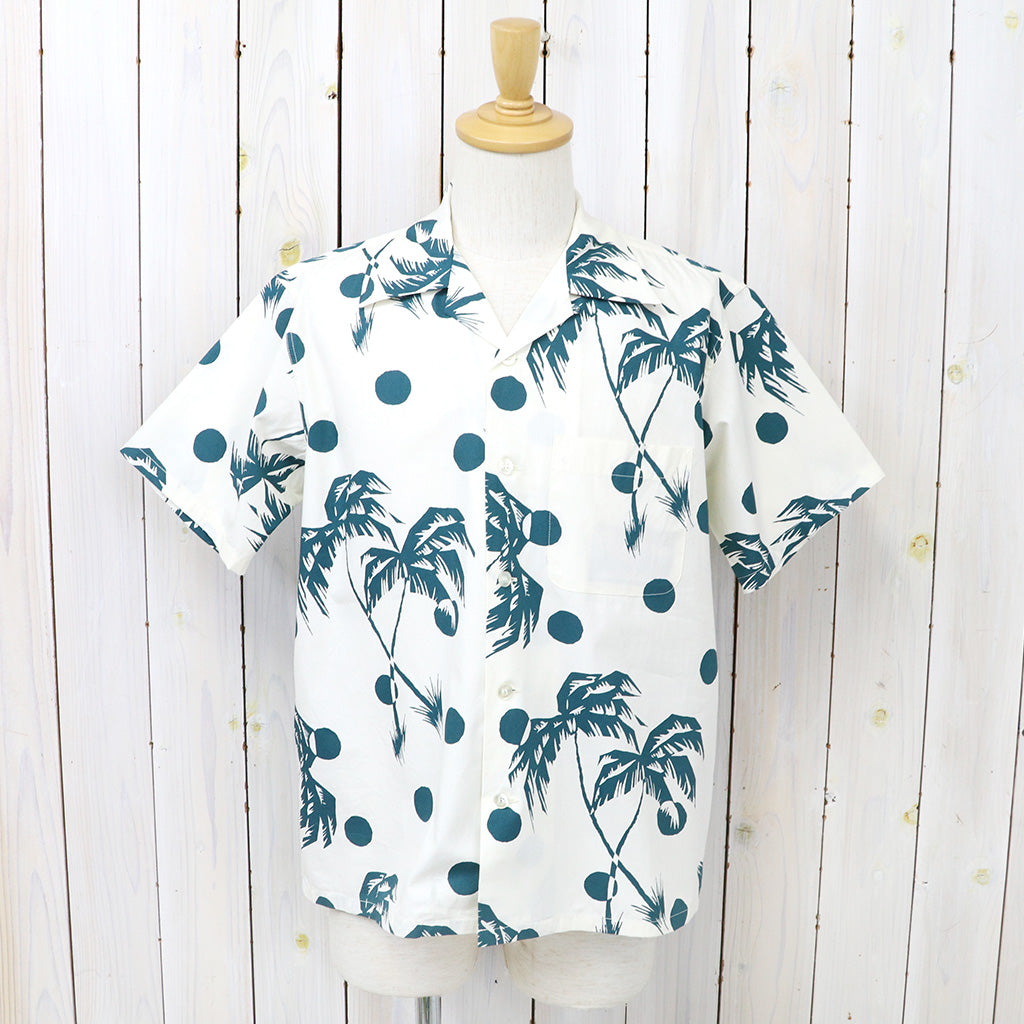 DUKE KAHANAMOKU『S/S COTTON HAWAIIAN SHIRT -MOONLIGHT PALMTREE』(CREAM)