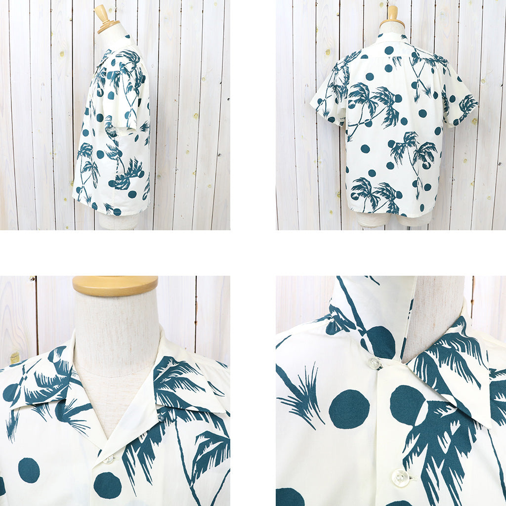 DUKE KAHANAMOKU『S/S COTTON HAWAIIAN SHIRT -MOONLIGHT PALMTREE』(CREAM)