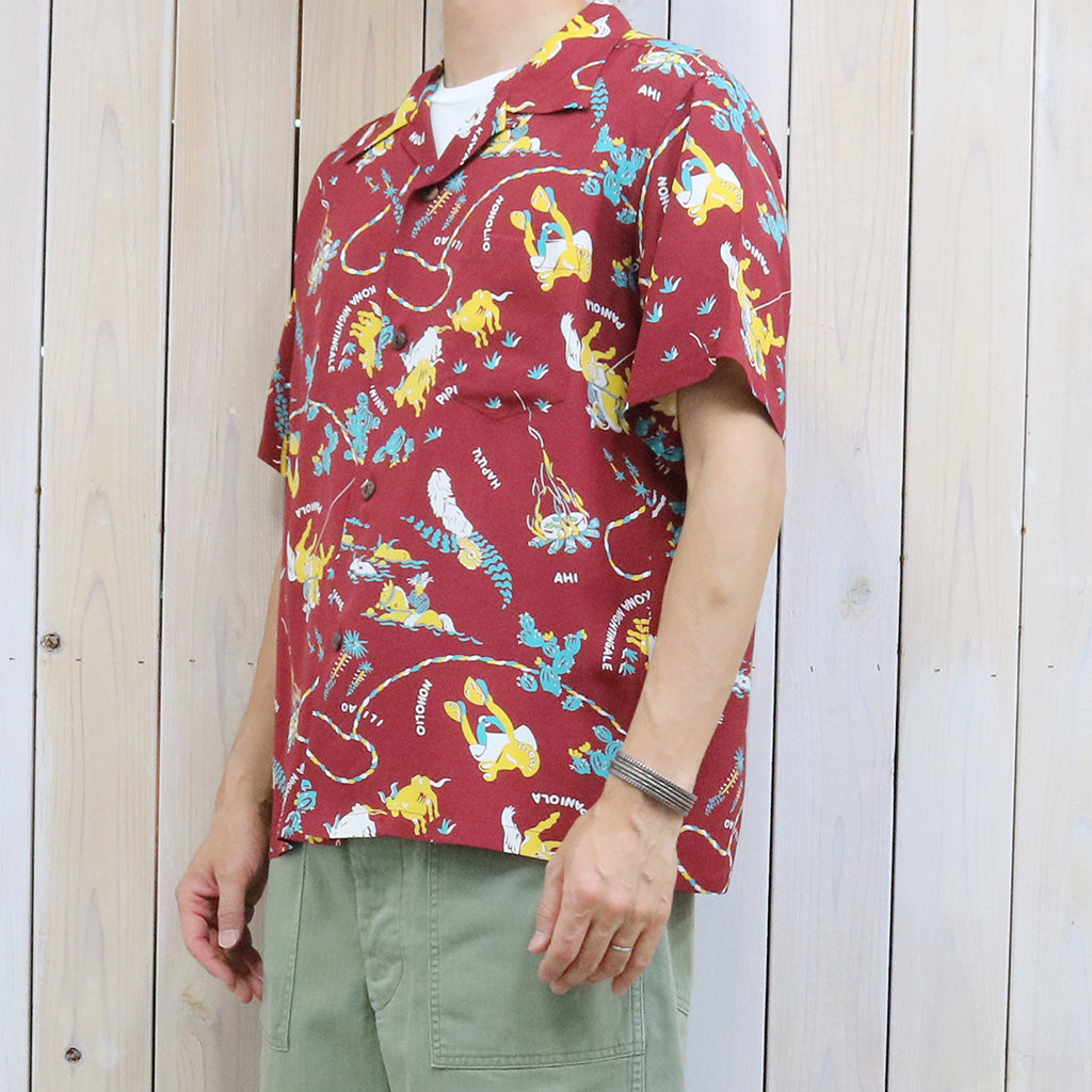 SUN SURF : S/S RAYON HAWAIIAN SHIRT -PANIOLA TOWN (BROWN)