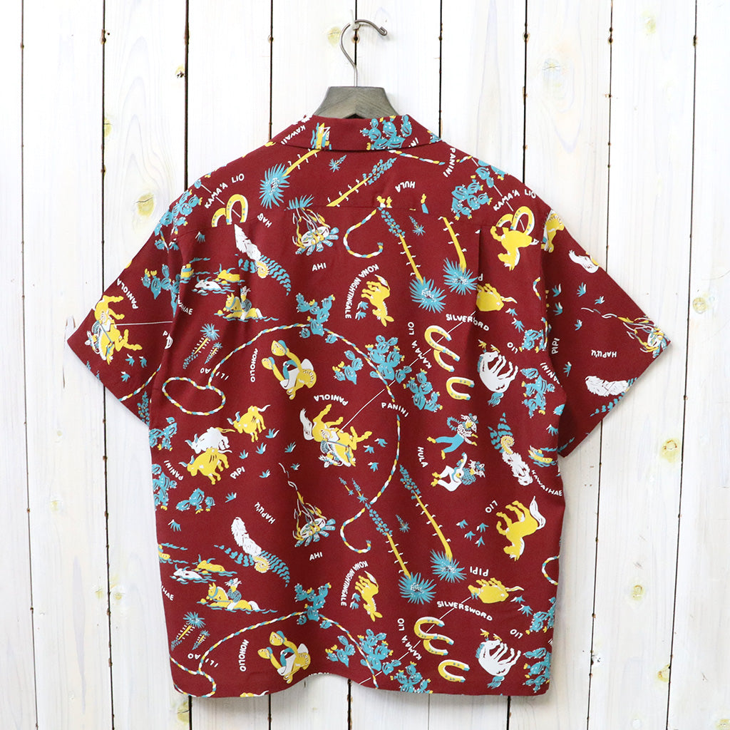 SUN SURF : S/S RAYON HAWAIIAN SHIRT -PANIOLA TOWN (BROWN)