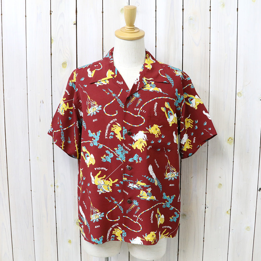 SUN SURF : S/S RAYON HAWAIIAN SHIRT -PANIOLA TOWN (BROWN)