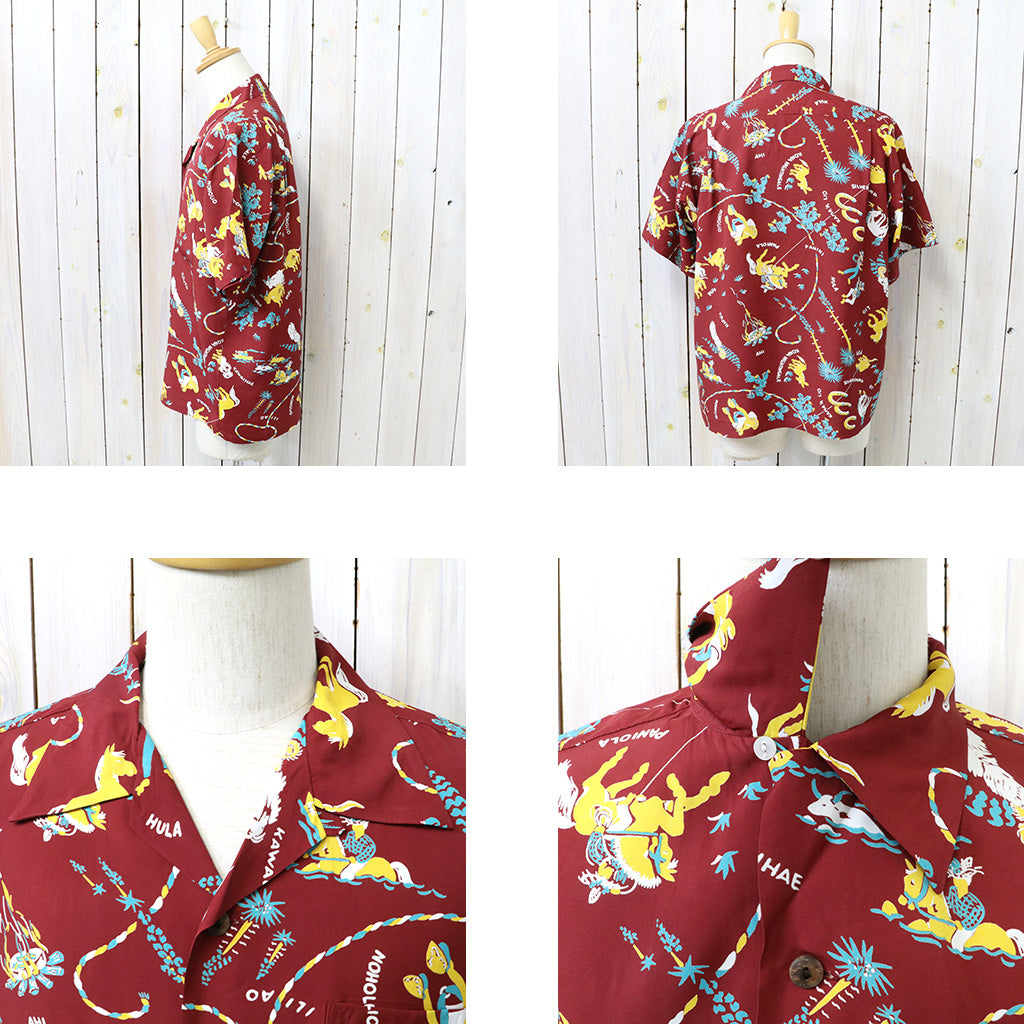 SUN SURF : S/S RAYON HAWAIIAN SHIRT -PANIOLA TOWN (BROWN)