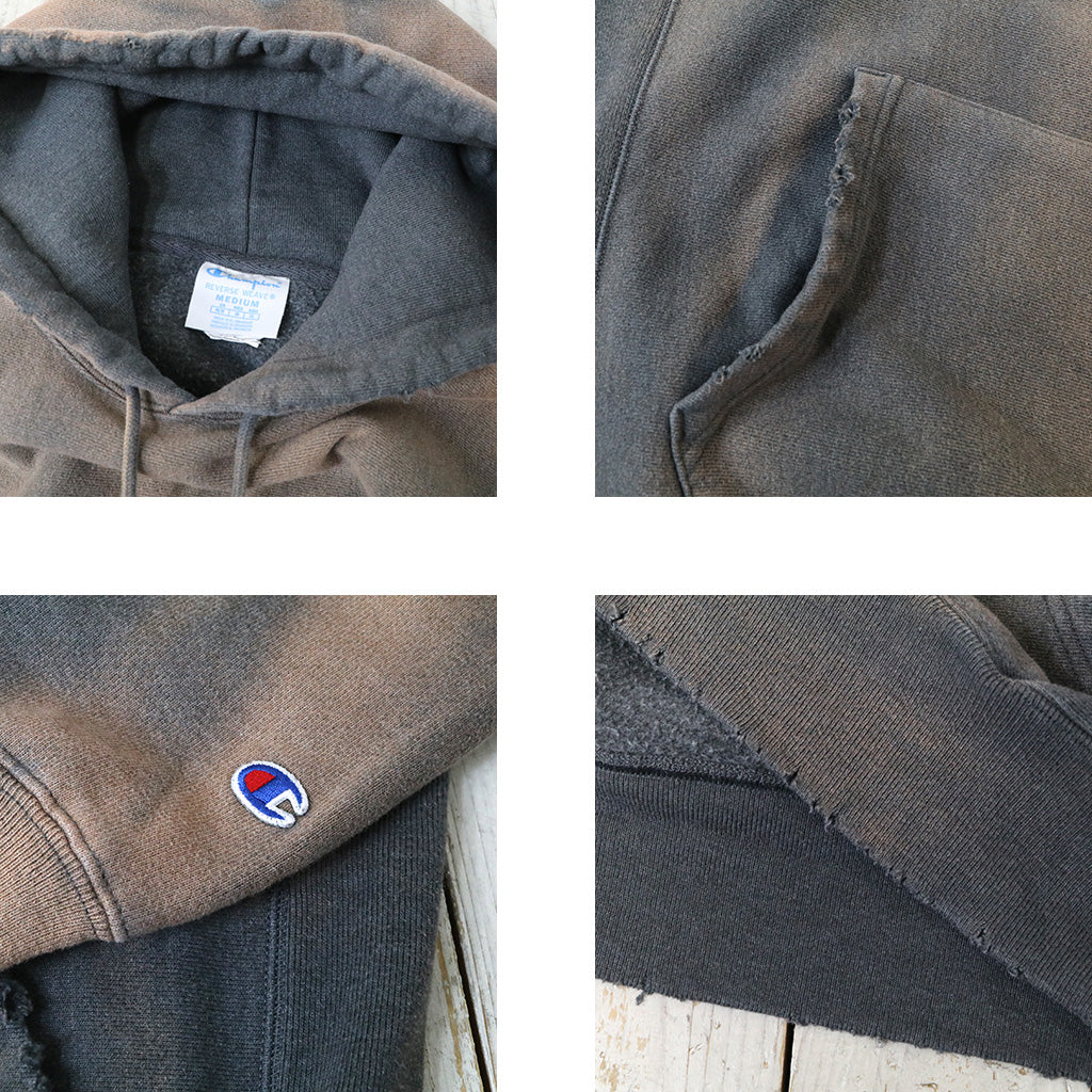 Champion : US企画 VINTAGE 日焼け加工 REVERSE WEAVE HOODIE (CHARCOAL)