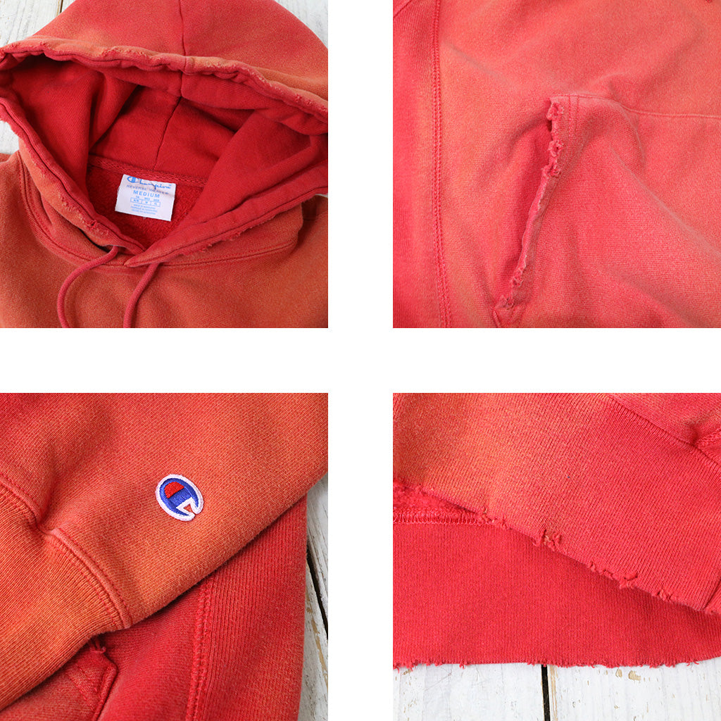 Champion : US企画 VINTAGE 日焼け加工 REVERSE WEAVE HOODIE (RED)