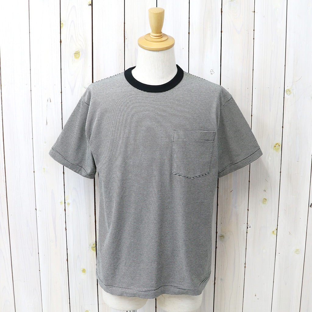 WHITESVILLE : 30/2 FINE-LINED BORDER T-SHIRT (BLACK)