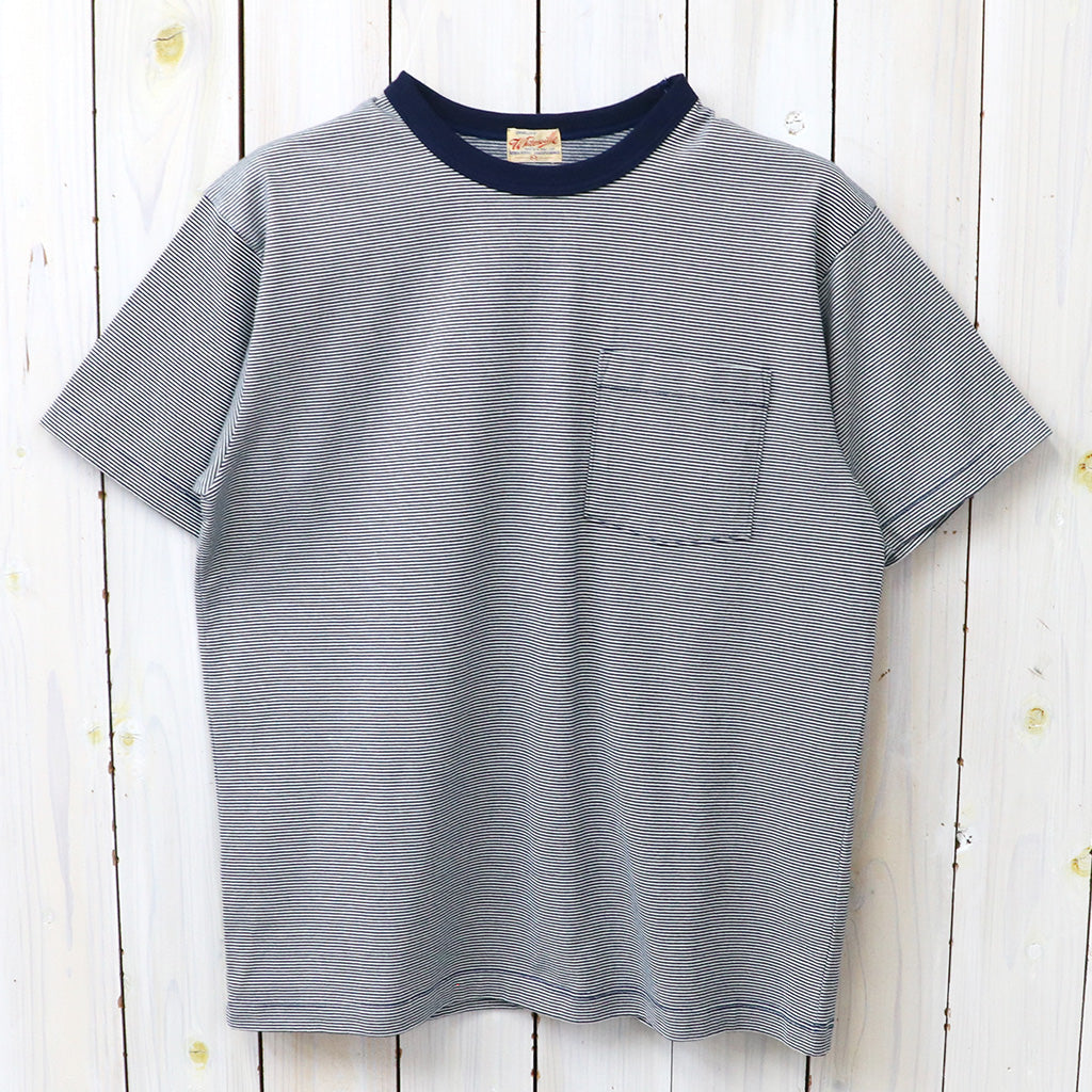 WHITESVILLE : 30/2 FINE-LINED BORDER T-SHIRT (NAVY)