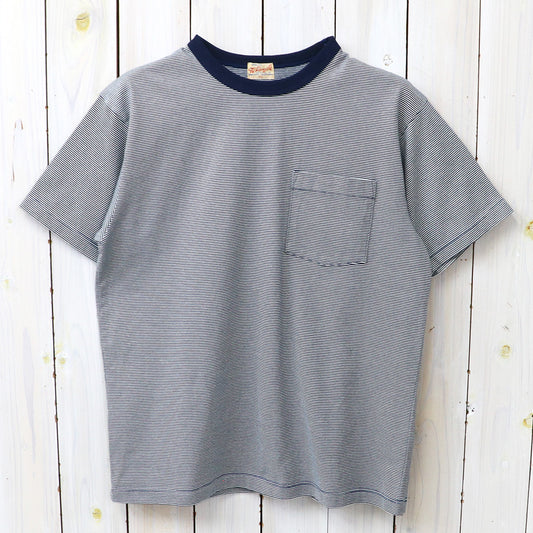 WHITESVILLE : 30/2 FINE-LINED BORDER T-SHIRT (NAVY)