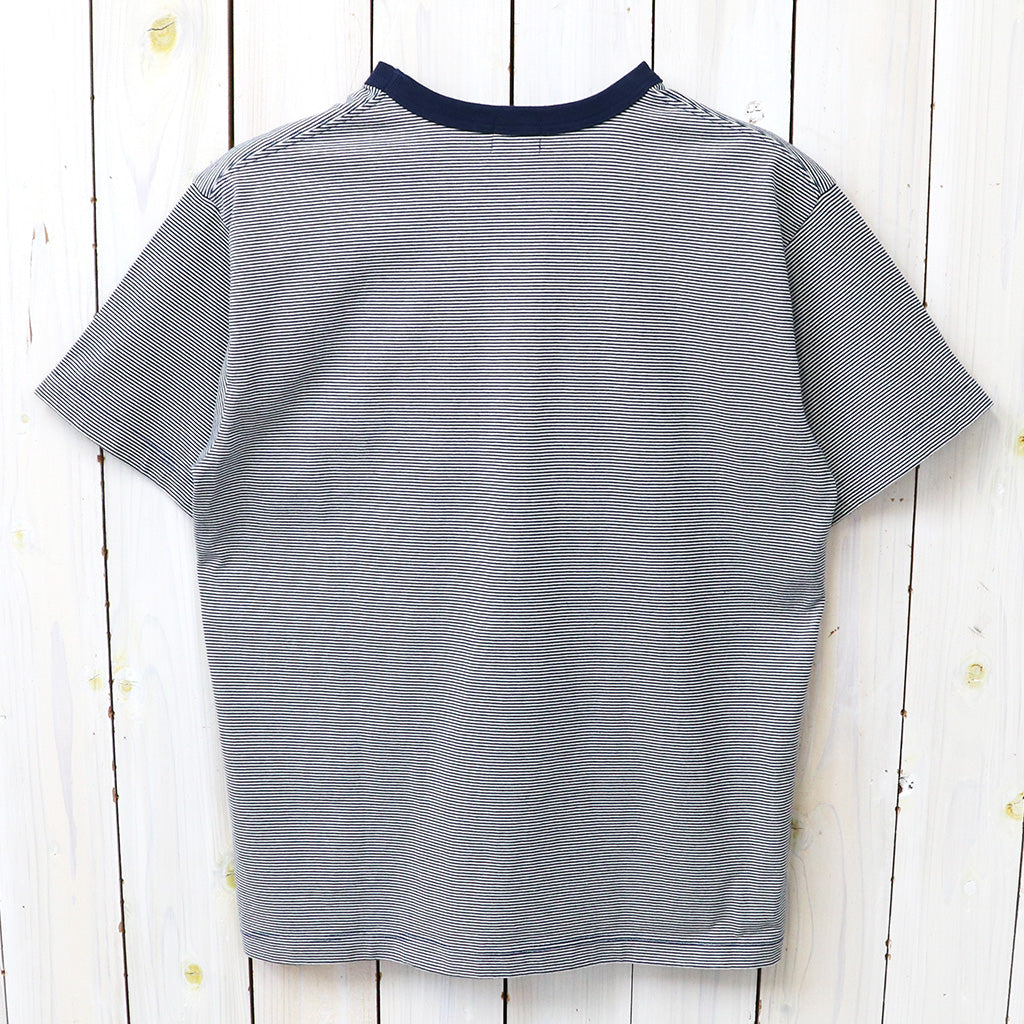 WHITESVILLE : 30/2 FINE-LINED BORDER T-SHIRT (NAVY)