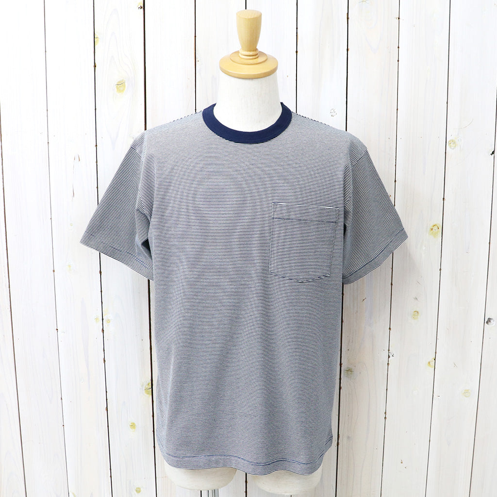 WHITESVILLE : 30/2 FINE-LINED BORDER T-SHIRT (NAVY)