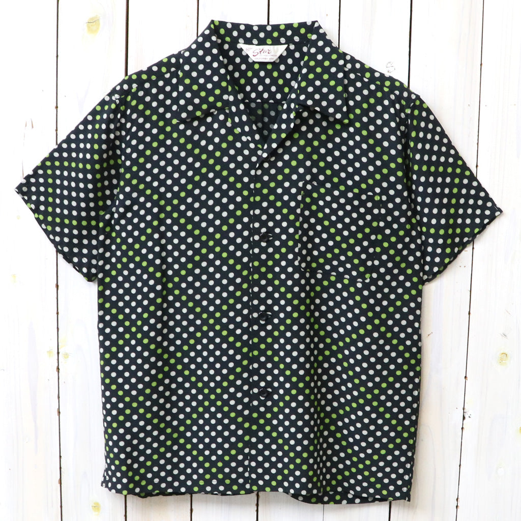 STAR OF HOLLYWOOD : HIGH DENSITY RAYON OPEN SHIRT - POLKA DOT (BLACK)