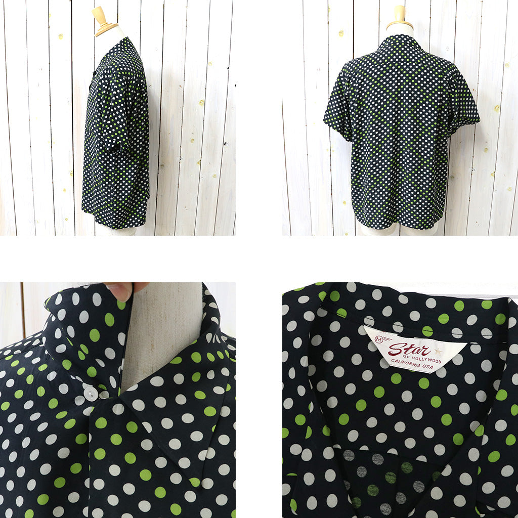 STAR OF HOLLYWOOD : HIGH DENSITY RAYON OPEN SHIRT - POLKA DOT (BLACK)