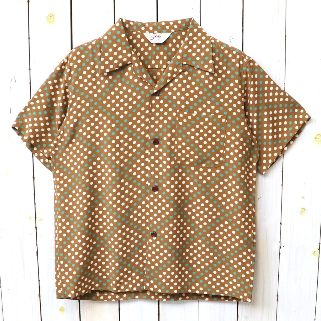 STAR OF HOLLYWOOD : HIGH DENSITY RAYON OPEN SHIRT - POLKA DOT (BROWN)