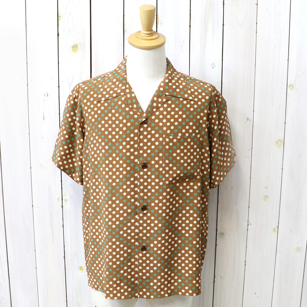STAR OF HOLLYWOOD : HIGH DENSITY RAYON OPEN SHIRT - POLKA DOT (BROWN)