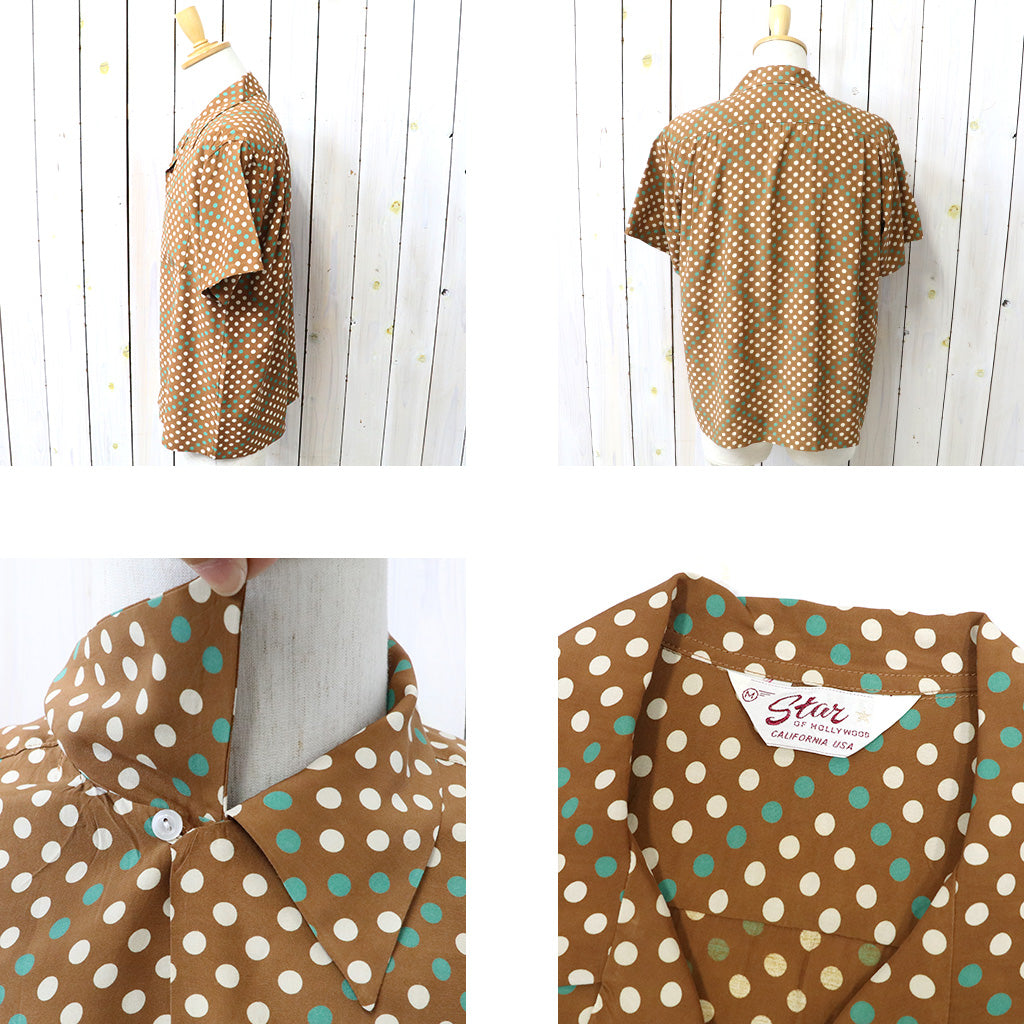 STAR OF HOLLYWOOD : HIGH DENSITY RAYON OPEN SHIRT - POLKA DOT (BROWN)