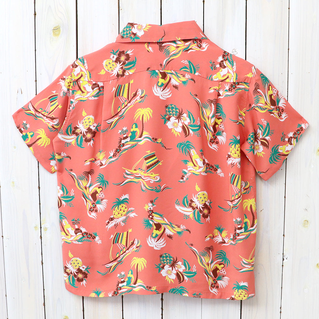SUN SURF : S/S RAYON HAWAIIAN SHIRT-ISLAND TRIP (RED)