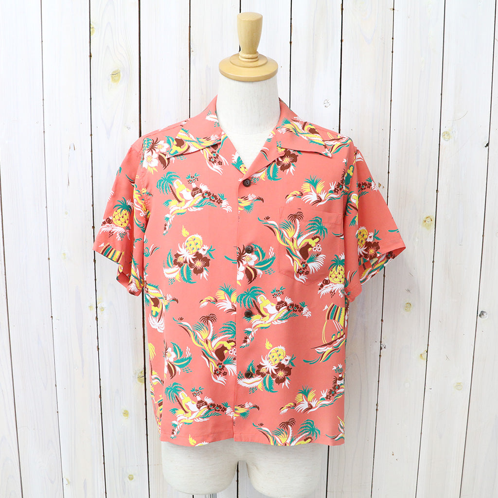 SUN SURF : S/S RAYON HAWAIIAN SHIRT-ISLAND TRIP (RED)