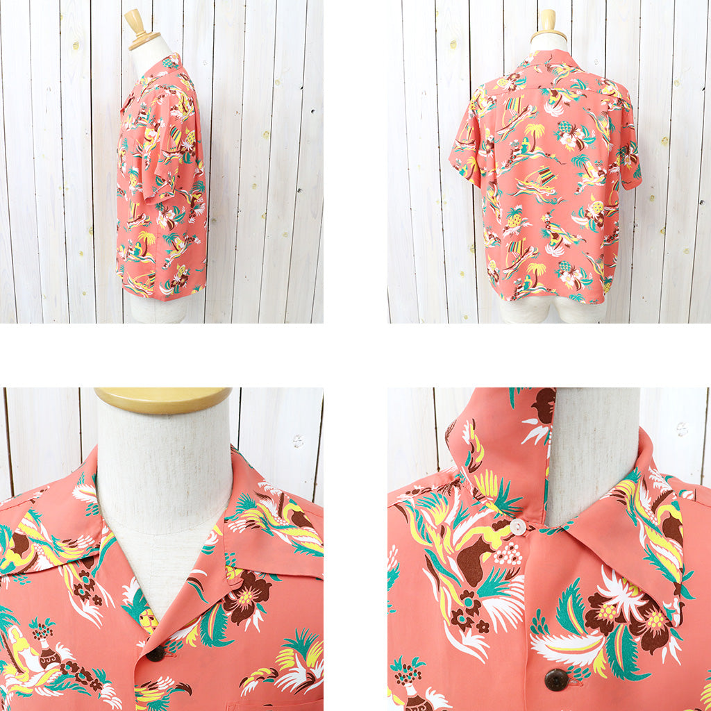 SUN SURF : S/S RAYON HAWAIIAN SHIRT-ISLAND TRIP (RED)