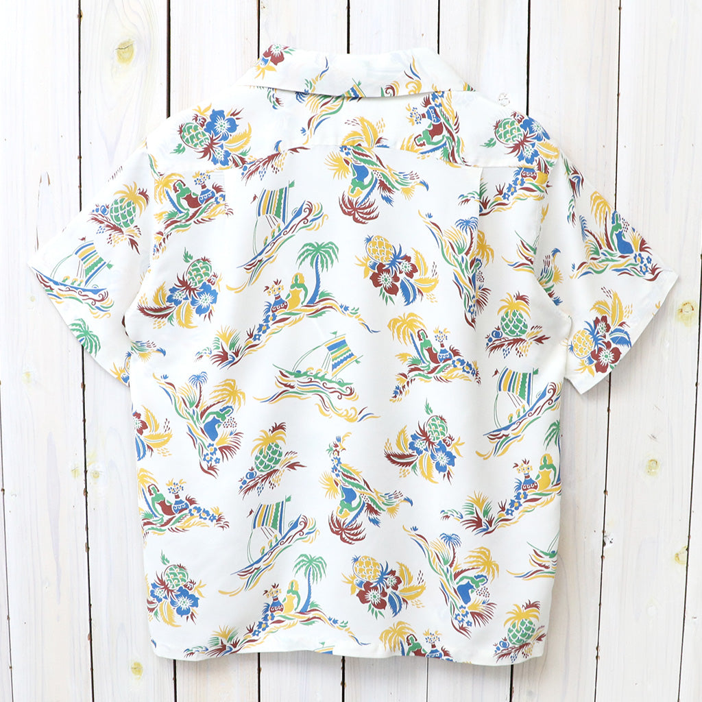 SUN SURF : S/S RAYON HAWAIIAN SHIRT-ISLAND TRIP (OFF WHITE)