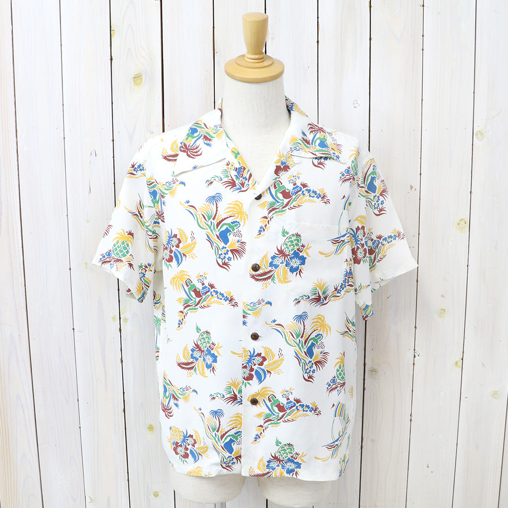 SUN SURF : S/S RAYON HAWAIIAN SHIRT-ISLAND TRIP (OFF WHITE)