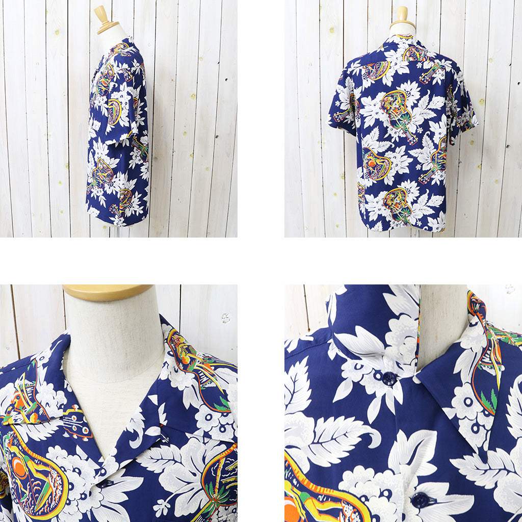 SUN SURF : S/S RAYON HAWAIIAN SHIRT-UKULELE MELODY (NAVY)