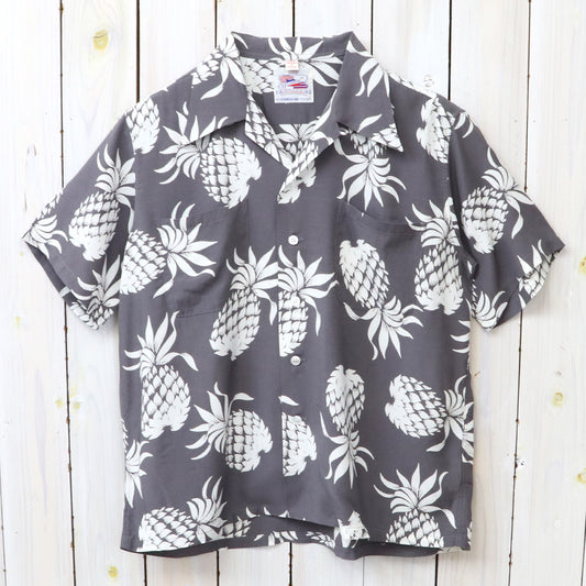 DUKE KAHANAMOKU : S/S RAYON HAWAIIAN SHIRT-DUKE’S PINEAPPLE (GRAY)