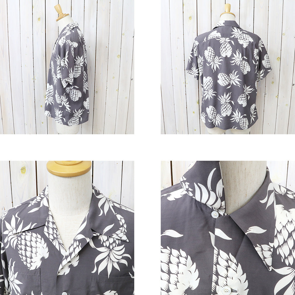 DUKE KAHANAMOKU : S/S RAYON HAWAIIAN SHIRT-DUKE’S PINEAPPLE (GRAY)