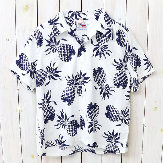 DUKE KAHANAMOKU : S/S RAYON HAWAIIAN SHIRT-DUKE’S PINEAPPLE (OFF WHITE)