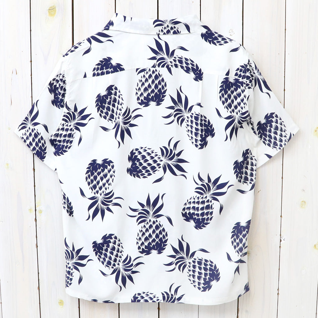 DUKE KAHANAMOKU : S/S RAYON HAWAIIAN SHIRT-DUKE’S PINEAPPLE (OFF WHITE)