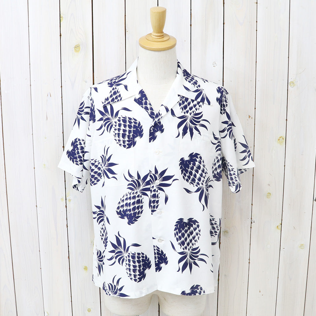 DUKE KAHANAMOKU : S/S RAYON HAWAIIAN SHIRT-DUKE’S PINEAPPLE (OFF WHITE)