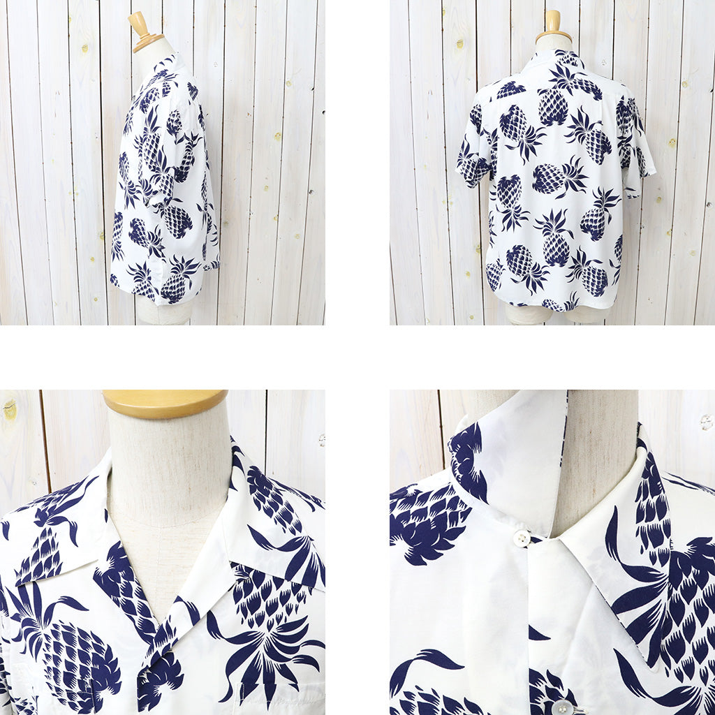 DUKE KAHANAMOKU : S/S RAYON HAWAIIAN SHIRT-DUKE’S PINEAPPLE (OFF WHITE)