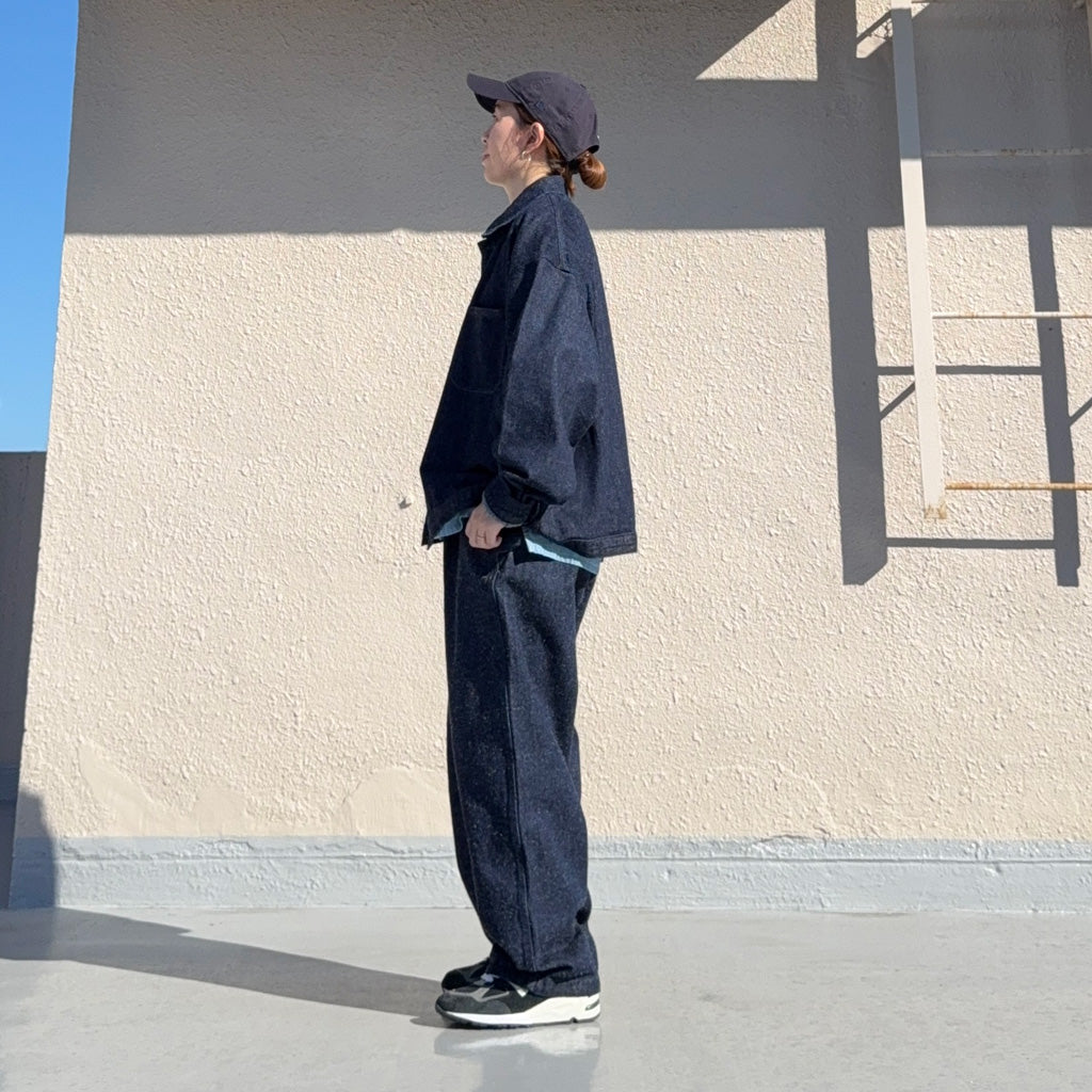 SANMONT : Silk Denim Belted Pants (Indigo)
