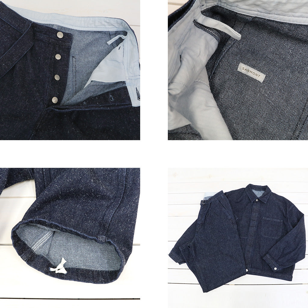 SANMONT : Silk Denim Belted Pants (Indigo)
