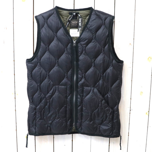 TAION : MILITARY V NECK W-ZIP DOWN VEST-SOFT SHELL (BLACK)
