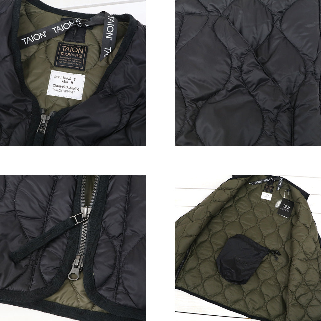 TAION : MILITARY V NECK W-ZIP DOWN VEST-SOFT SHELL (BLACK)
