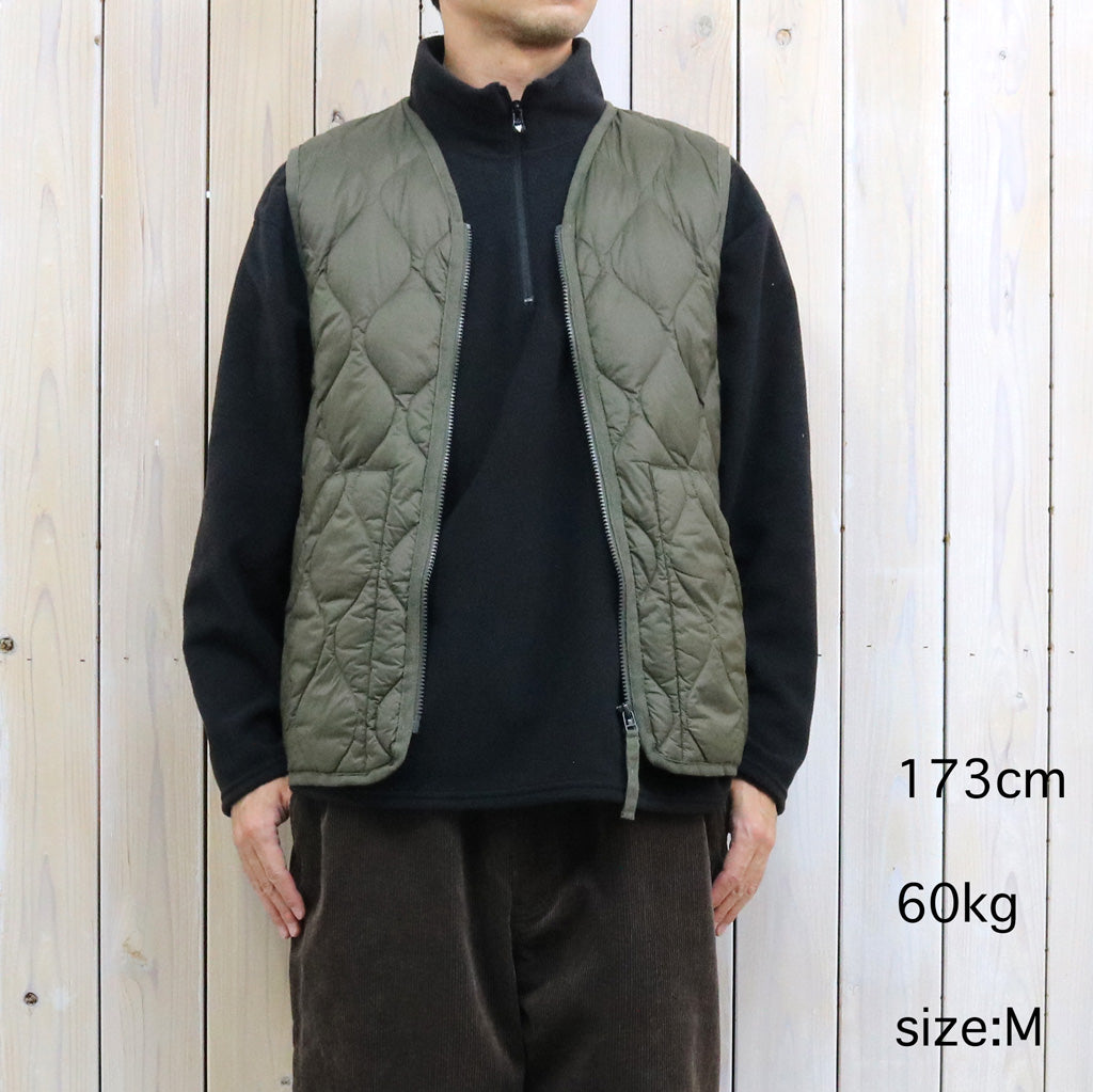 TAION : MILITARY V NECK W-ZIP DOWN VEST-SOFT SHELL (DARK OLIVE)