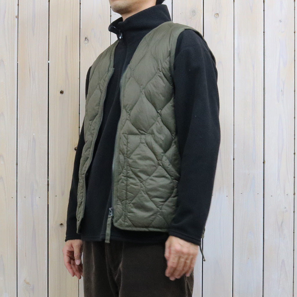 TAION : MILITARY V NECK W-ZIP DOWN VEST-SOFT SHELL (DARK OLIVE)