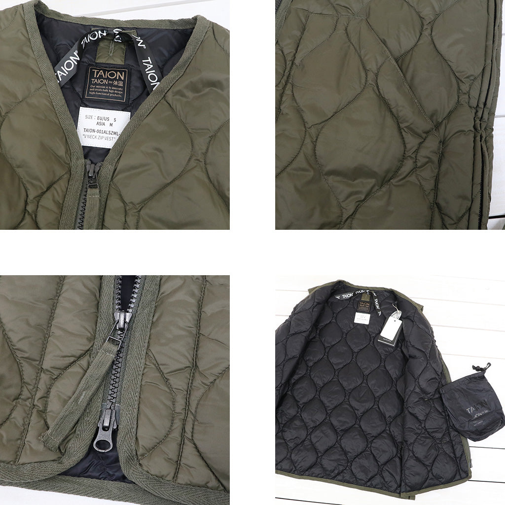 TAION : MILITARY V NECK W-ZIP DOWN VEST-SOFT SHELL (DARK OLIVE)