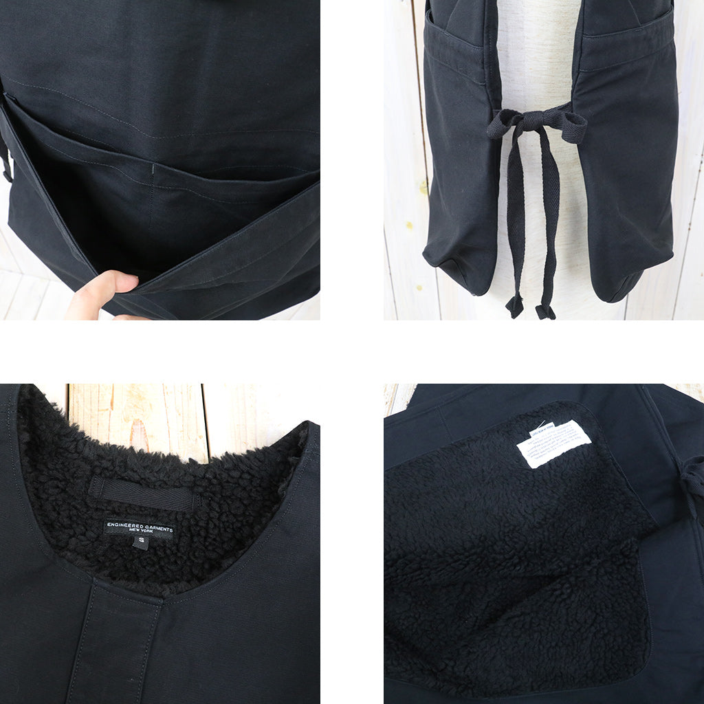 ENGINEERED GARMENTS : Newsboy Vest-Cotton Double Cloth (Black)