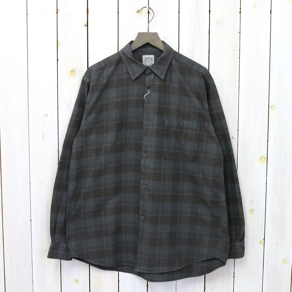 hobo『L/S Shirt Cotton Flannel Check Overdyed』(Charcoal)