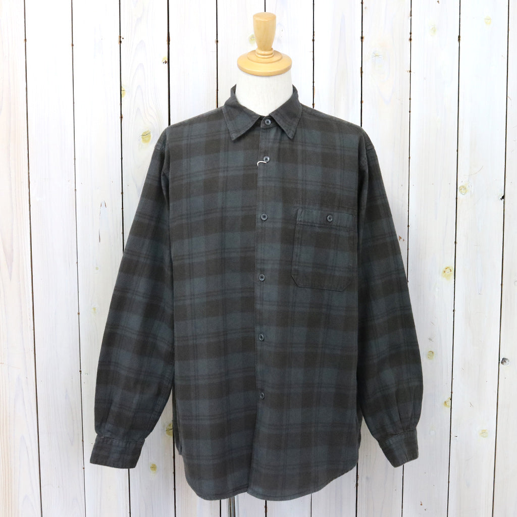 hobo『L/S Shirt Cotton Flannel Check Overdyed』(Charcoal)