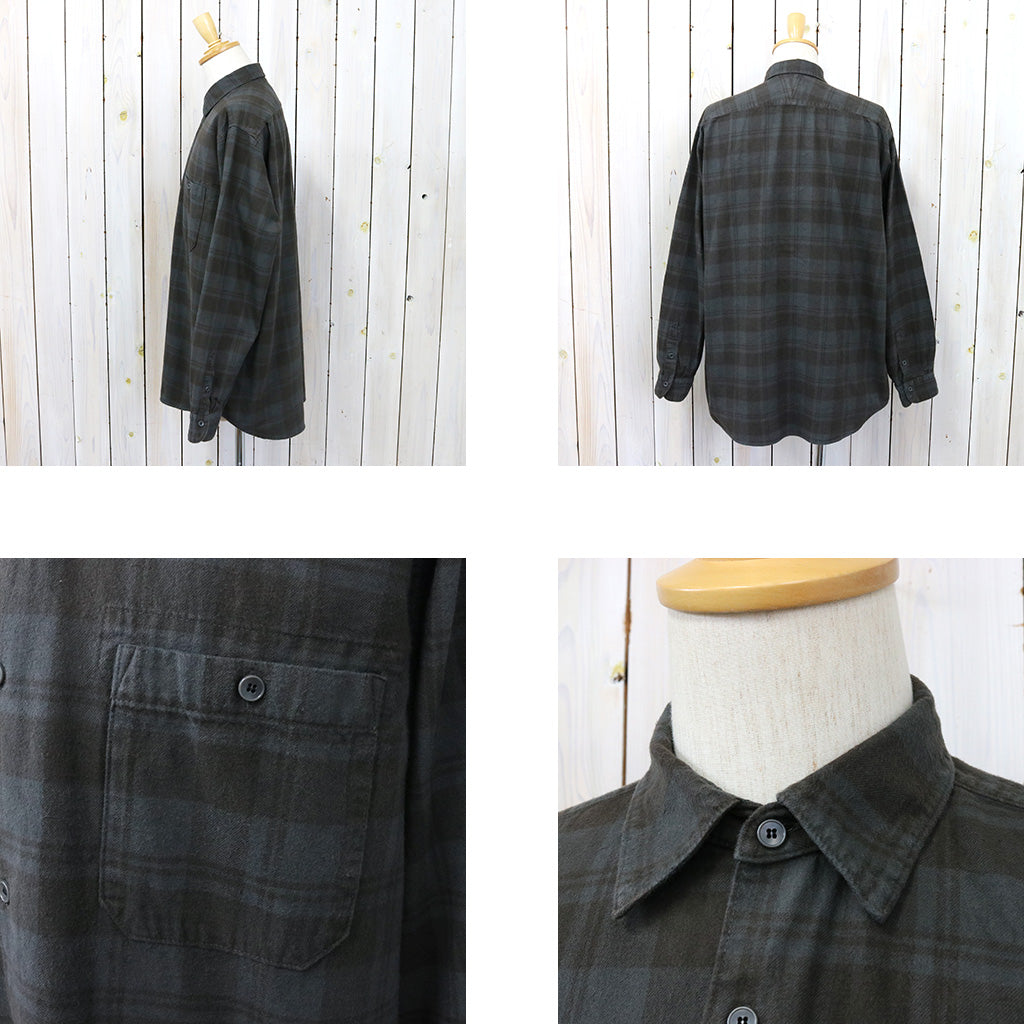 hobo『L/S Shirt Cotton Flannel Check Overdyed』(Charcoal)