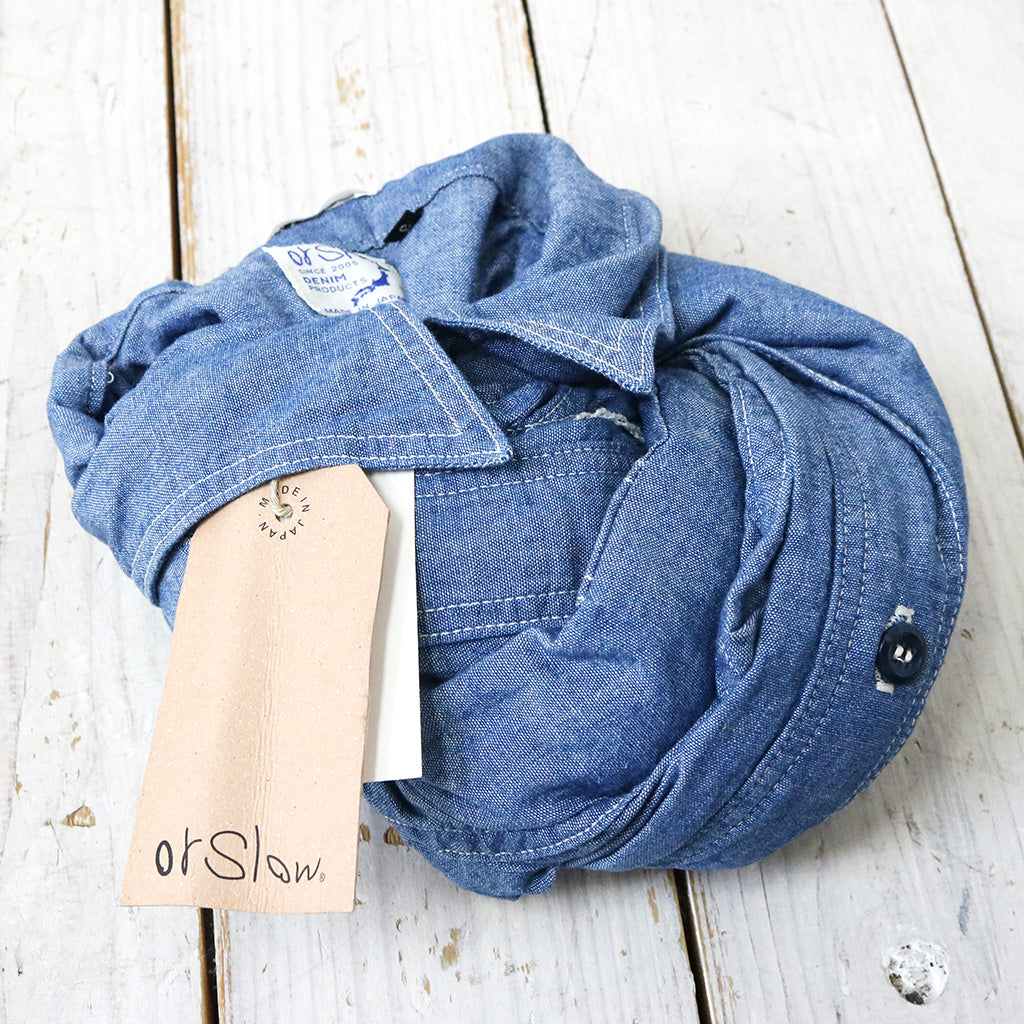 orSlow : SLIM FIT WORK SHIRT (CHAMBRAY) (01-8070-84)